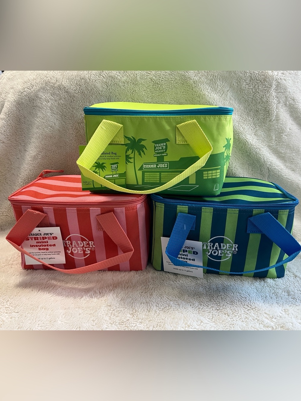 Trader Joe's Mini Striped Insulated Lunch Bags. Summer Collection 2026. NWT.